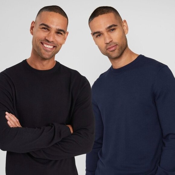 Piazza Italia Other - Lot of 2 Men’s Sweaters – Piazza Italia (Navy) & DeFacto (Black) Size M